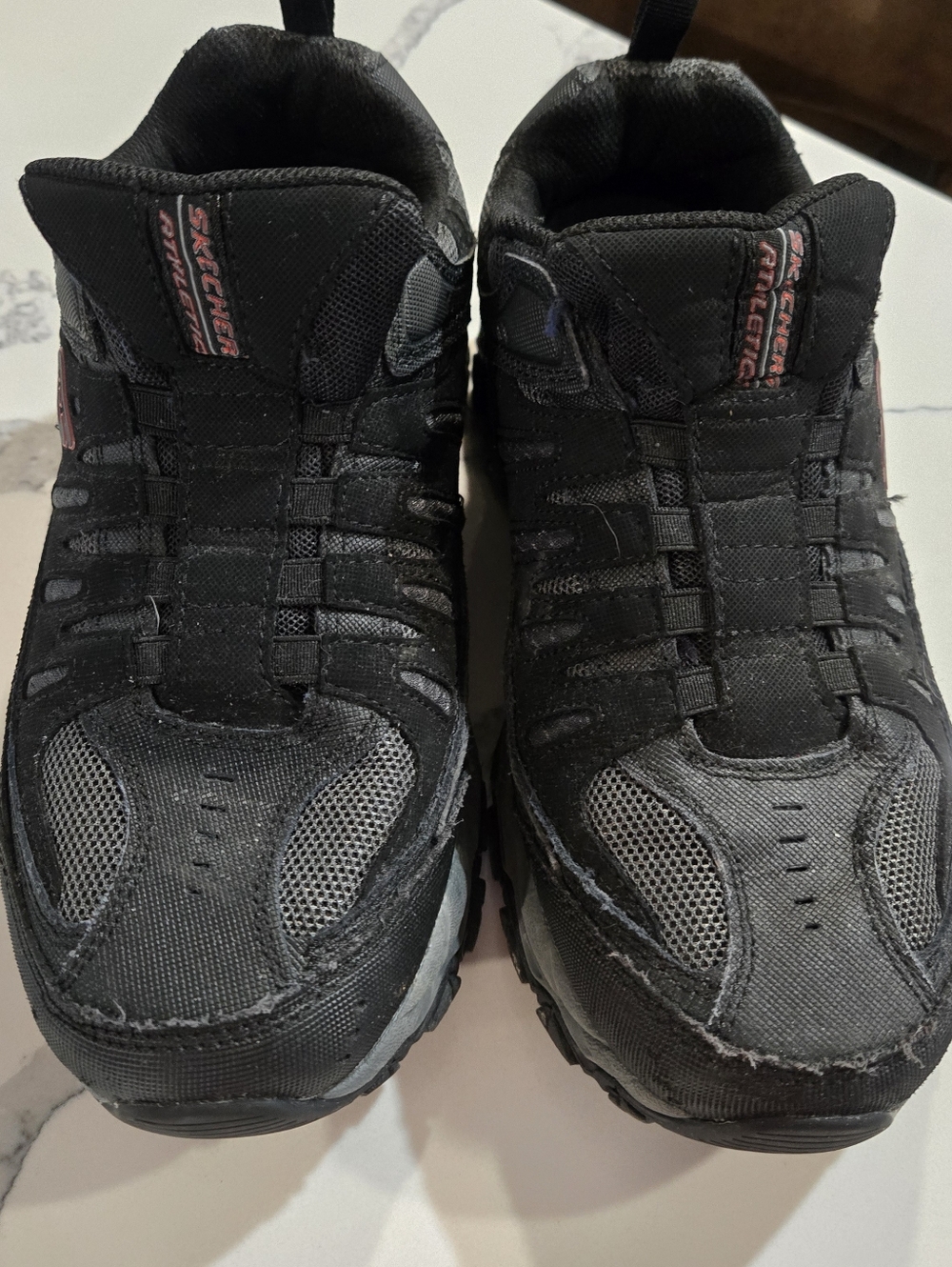 Skechers After Burn Black Memory Foam Slip-On Men's Sz 8.5 EXTRA WIDE Sneaker 4E